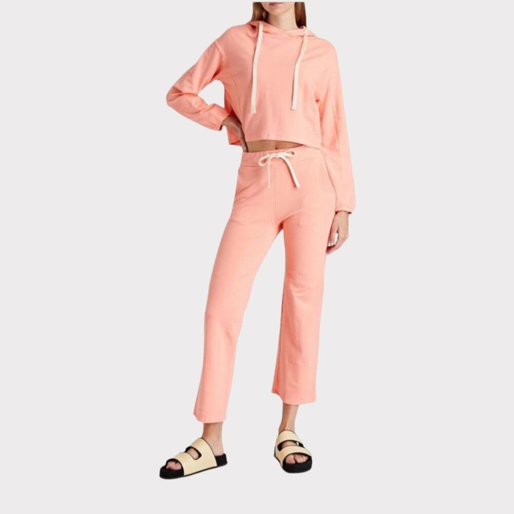 Monrow Women's Orange Cropped French Terry Track Pants size M